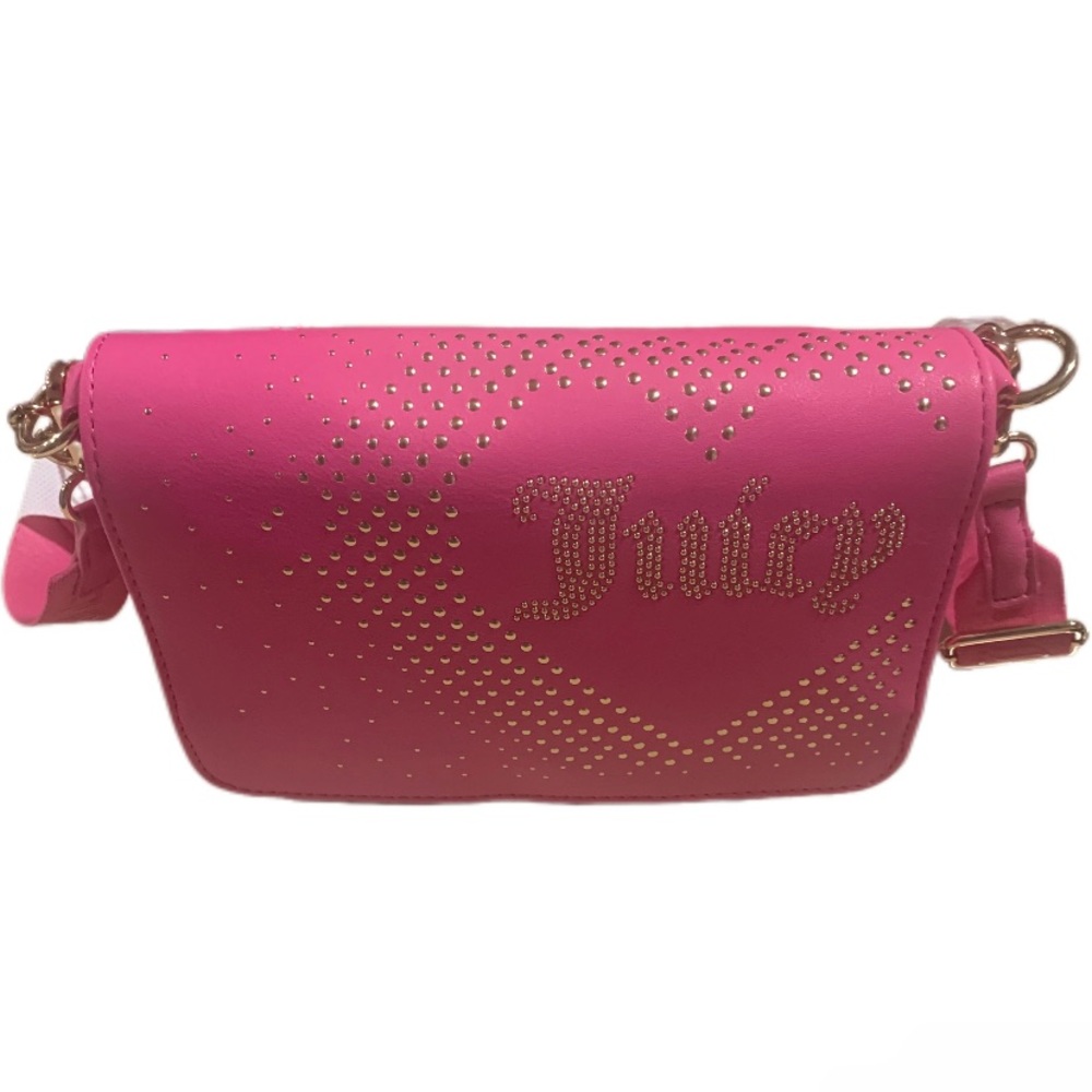 Juicy Couture Hot Pink Crossbody With Gold Designs.
